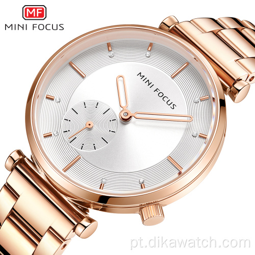 MINI FOCUS feminino relógios relógio de pulso de quartzo ouro rosa